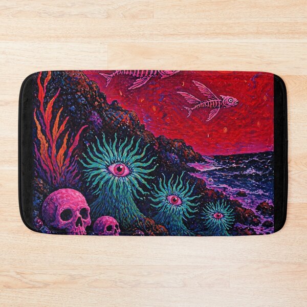 Item preview, Surreal Deep Sea Skeleton Fish Beneath Crimson Cosmic Tide designed and sold by Modaozushi216.
