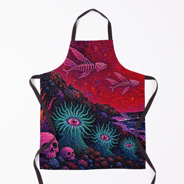 Item preview, Surreal Deep Sea Skeleton Fish Beneath Crimson Cosmic Tide designed and sold by Modaozushi216.
