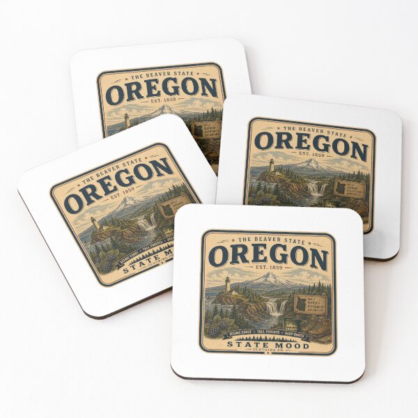 Item preview, Oregon Beaver State Vintage Mount Hood Waterfall Design designed and sold by StateMoodDesigns.
