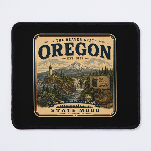 Item preview, Oregon Beaver State Vintage Mount Hood Waterfall Design designed and sold by StateMoodDesigns.