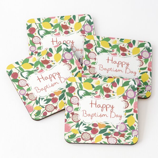 Item preview, Happy Baptism -Day Yellow Lemons and Pomegranates  designed and sold by Nuevomundo Arte Designs by Anahí .