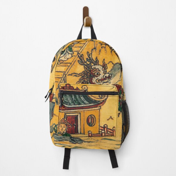 Item preview, Vintage Eastern Mountain Landscape With Mythic Guardian Creature designed and sold by eliramaison.