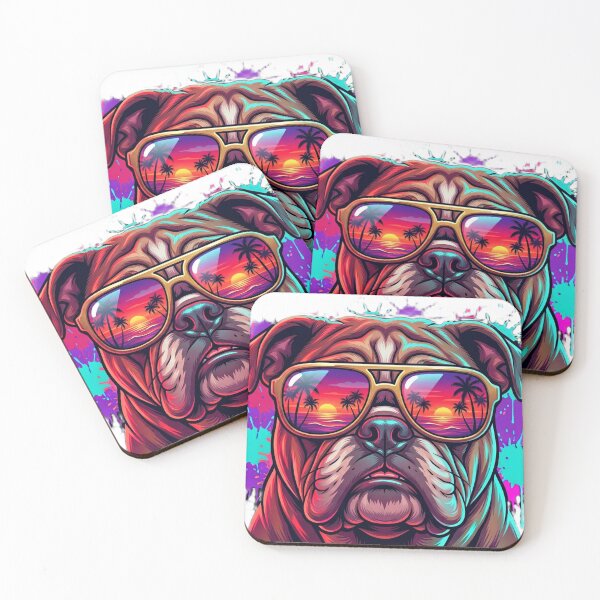 Item preview, Chill Bull Dog Neon Sunset Shades designed and sold by KevLarPrints.