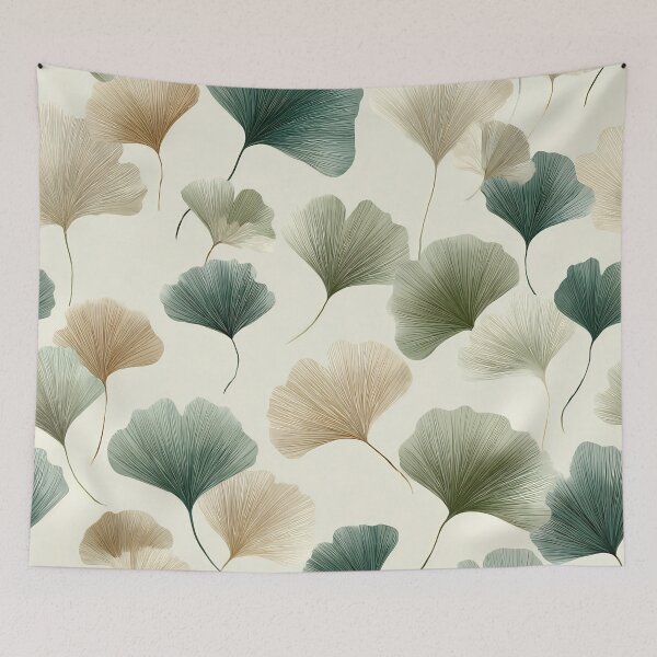 Item preview, Seamless Ginkgo leaves pattern - minimalist design sage beige wallpaper background designed and sold by AmoebaPress.