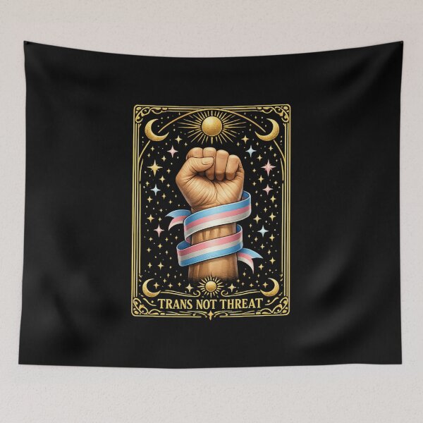 Item preview, Trans Not Threat Tarot Card Transgender Pride  designed and sold by RedVista.