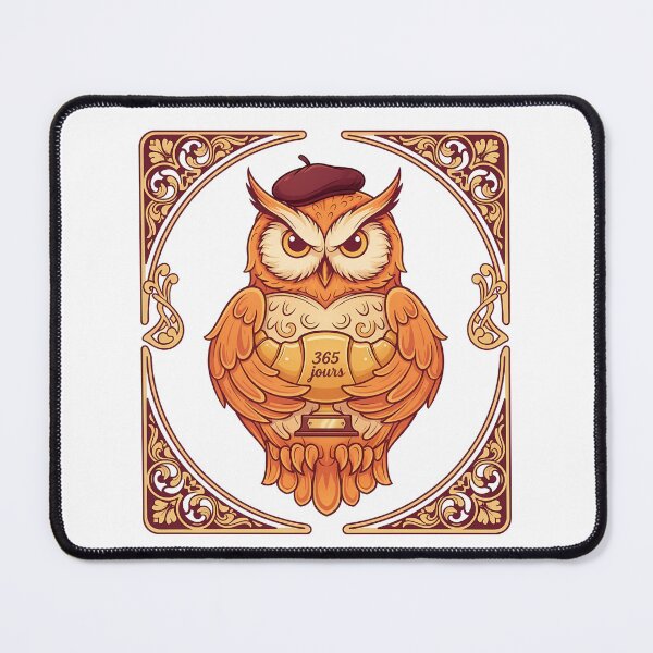 Item preview, French language streak owl beret 365 days Paris learner gift designed and sold by language-des.