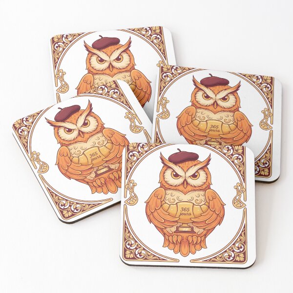 Item preview, French language streak owl beret 365 days Paris learner gift designed and sold by language-des.