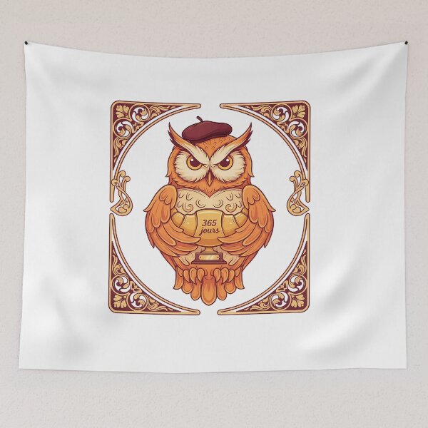 Item preview, French language streak owl beret 365 days Paris learner gift designed and sold by language-des.