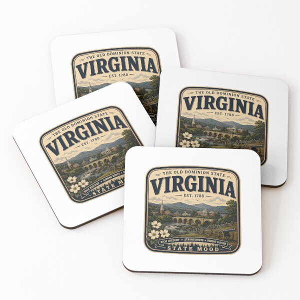 Item preview, Virginia Old Dominion State Vintage Blue Ridge Mountain Design designed and sold by StateMoodDesigns.