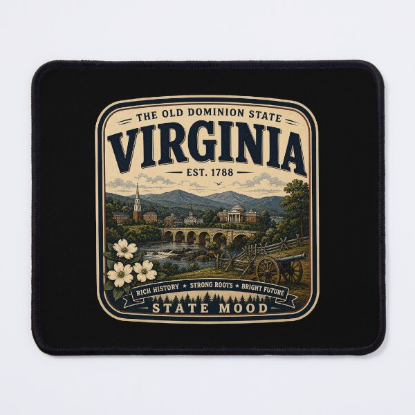 Item preview, Virginia Old Dominion State Vintage Blue Ridge Mountain Design designed and sold by StateMoodDesigns.
