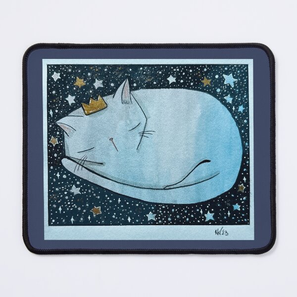 Item preview, King of the Cat Nap - Whimsical Dream Core Cat Mixed Media - Day 365 of 365 designed and sold by BeeandKiwi.