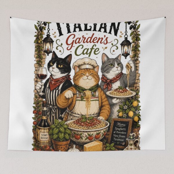 Item preview, Vintage Italian Cafe Spghetti Cats Cozy Pasta Wine Glass designed and sold by JediKittenWars.