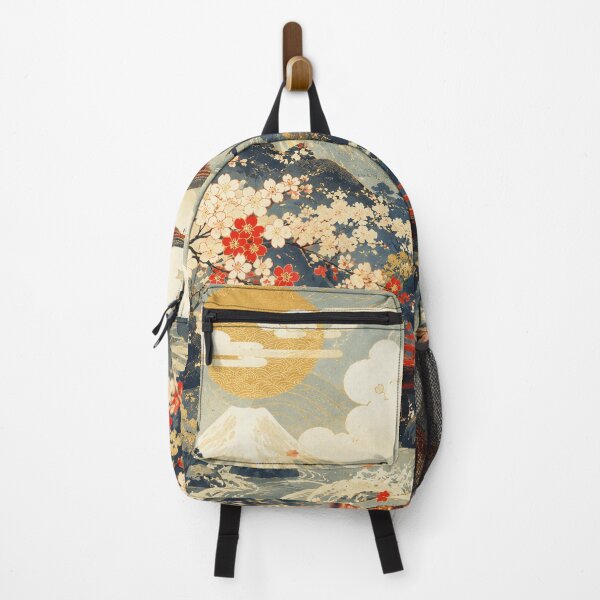 Item preview, Cherry Blossom Mountain Temple Landscape With Vintage Japanese designed and sold by eliramaison.