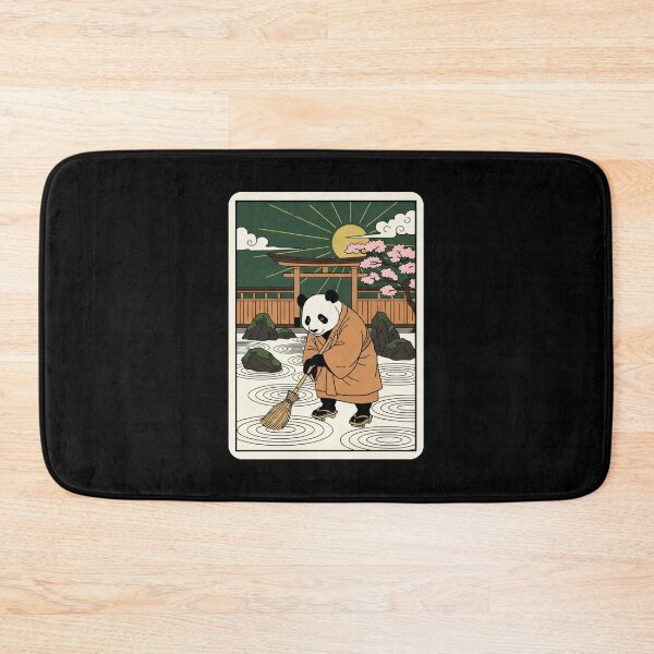 Item preview, Zen Panda Sweeping Japanese Garden Under Golden Sunset Sky designed and sold by JordynLadukeg65.
