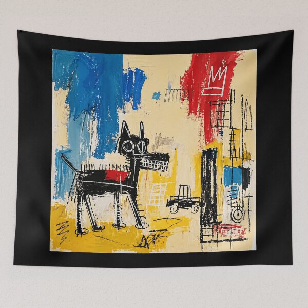Item preview, Abstract Crowned Street Dog in Raw Expressionist Color Blocks designed and sold by Modaozushi216.