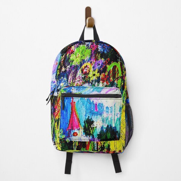 Item preview, Colorful Wildflower Meadow Dreamscape With Church Tower Expressionist designed and sold by eliramaison.