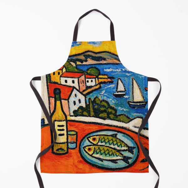 Item preview, Colorful Mediterranean Coastal Dinner Scene With Sailboats And Village View designed and sold by Modaozushi216.