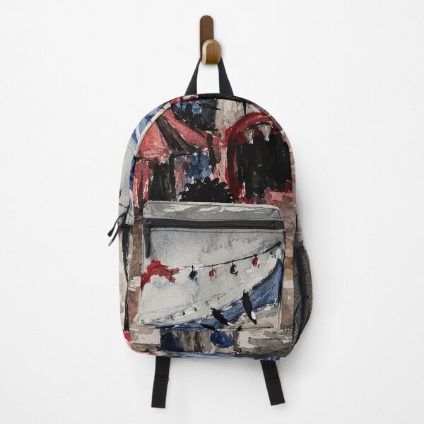 Item preview, Creepy Abandoned Carnival Watercolor Art with Dark Circus Clown Entrance designed and sold by eliramaison.