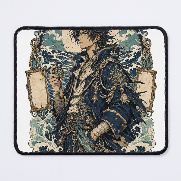 Item preview, Ocean Outlaw Saint Anime Tattoo Flash Art designed and sold by oddpawstudio.