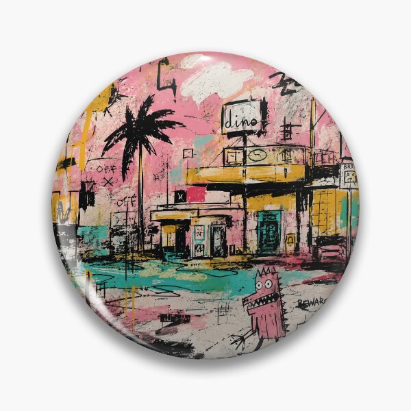 Item preview, Chaotic Pink Street Scene With Graffiti Monster Urban designed and sold by eliramaison.