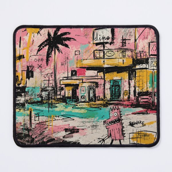 Item preview, Chaotic Pink Street Scene With Graffiti Monster Urban designed and sold by eliramaison.