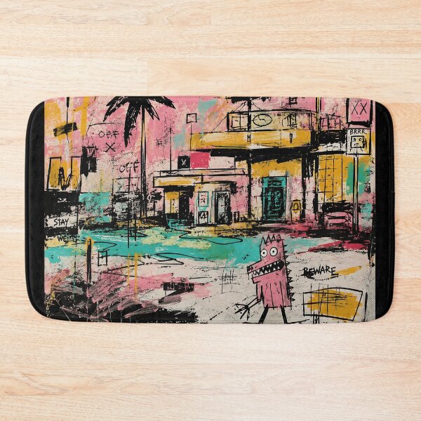Item preview, Chaotic Pink Street Scene With Graffiti Monster Urban designed and sold by eliramaison.