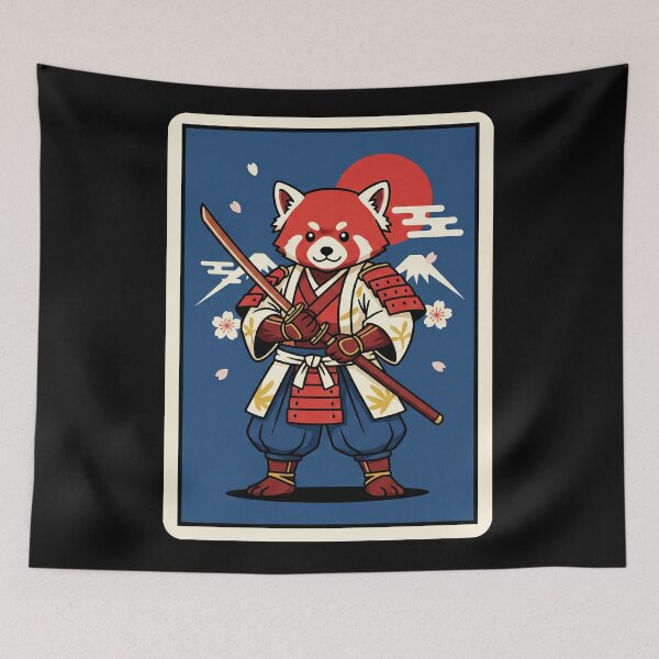 Item preview, Samurai Red Panda Retro Japanese Style Cartoon Warrior designed and sold by JordynLadukeg65.