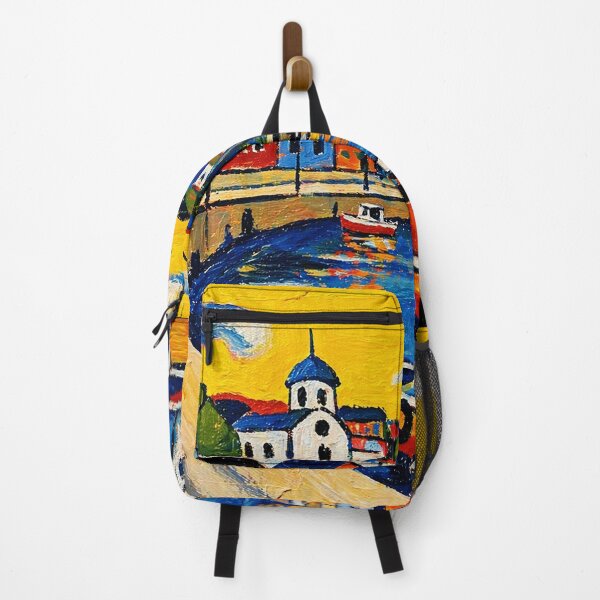 Item preview, Colorful Coastal Harbor Painting With Bright Mediterranean Village designed and sold by Modaozushi216.