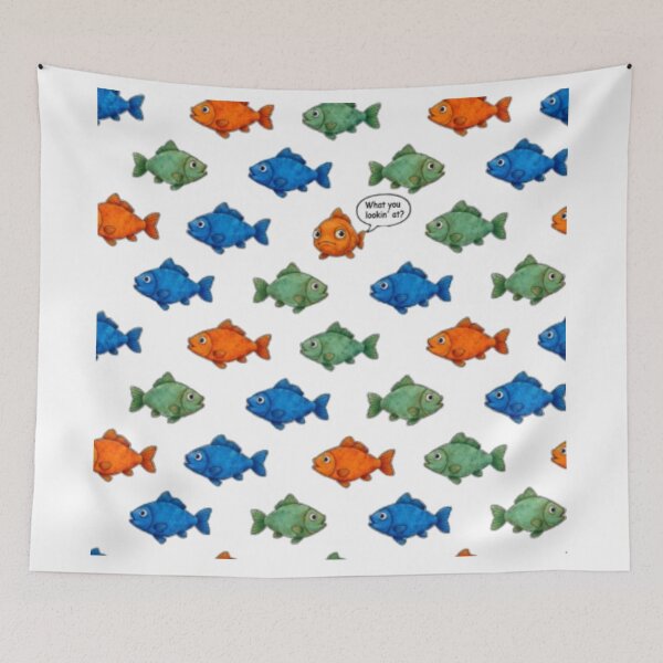 Item preview, What You Lookin' At? Funny Fish Pattern Art, Humorous Orange Fish Cartoon Design, Quirky Ocean Illustration designed and sold by TerScott.