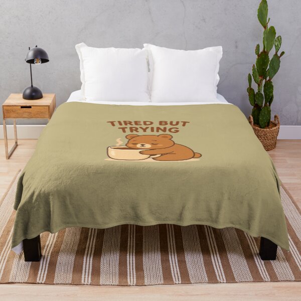 Item preview, Tired But Trying Bear | Cozy Burnout Aesthetic designed and sold by Noxivora.