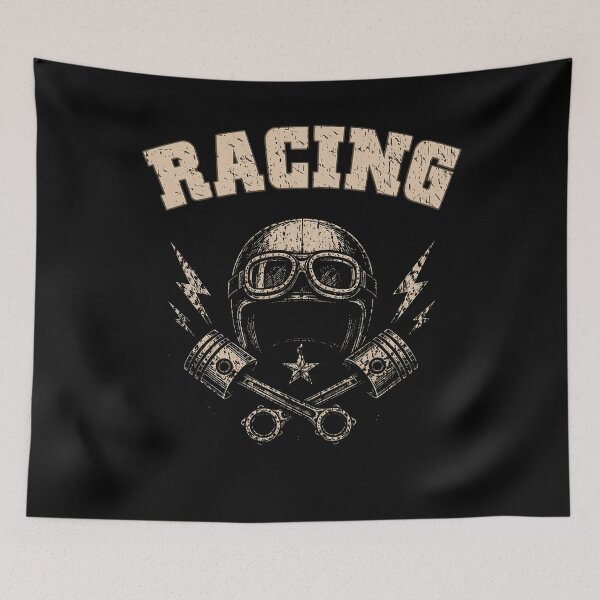 Item preview, Racing Helmet Crossed Pistons Lightning Bolt Star Vintage Racing Drivers and Motorcycle riders and motorsport fans  designed and sold by Jt41.
