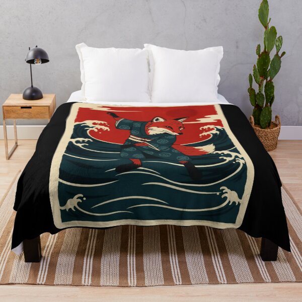 Item preview, Fox Samurai Riding Ocean Waves in Vintage Japanese designed and sold by JordynLadukeg65.
