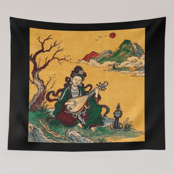 Item preview, Traditional Musician by Mountain Landscape in Vintage East Asian designed and sold by eliramaison.