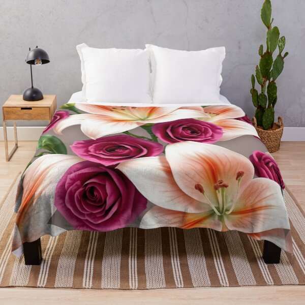 Item preview, Elegant Lily And Rose Floral Botanical Pattern Design designed and sold by IntelliMindDesigns.