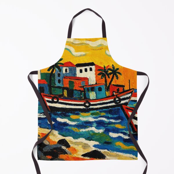 Item preview, Colorful Tropical Fishing Boats Coastal Village Folk designed and sold by Modaozushi216.