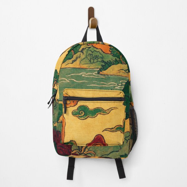 Item preview, Vintage East Asian Folk Musician Beside Riverside Mountain Landscape designed and sold by eliramaison.