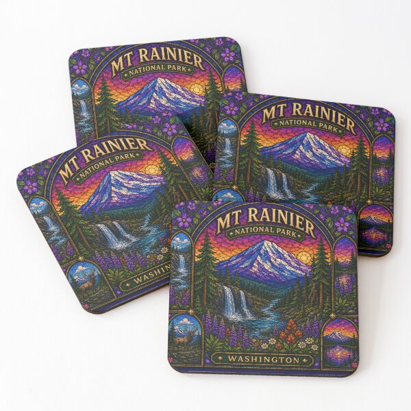 Item preview, Mount Rainier National Park Stained-Glass Washington Design designed and sold by Swanny's Custom T-shirt and Gift Designs.