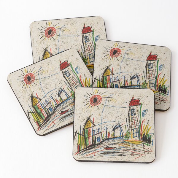 Item preview, Abstract Childlike City Sketch With Colorful Urban Street Drawing Style designed and sold by Modaozushi216.