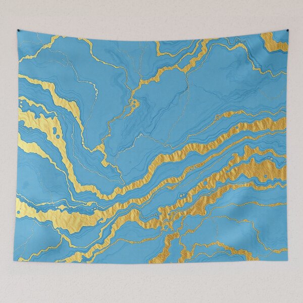 Item preview, Luxury Blue Marble Pattern With Rich Golden Accents designed and sold by IntelliMindDesigns.