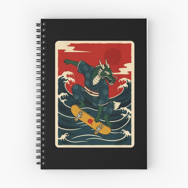 Item preview, Skateboarding Dragon Riding Ocean Waves in Retro Japanese designed and sold by JordynLadukeg65.