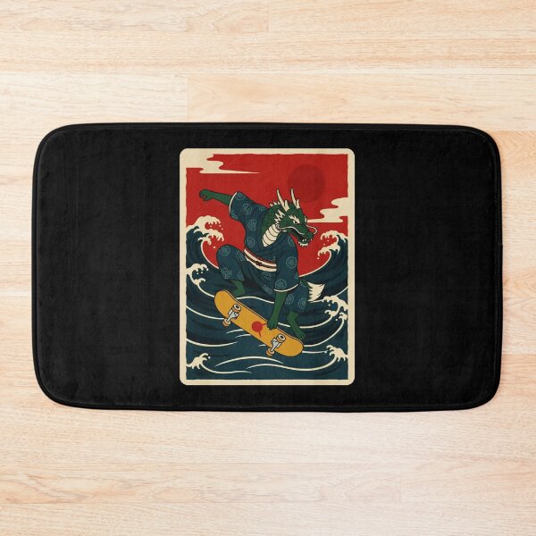 Item preview, Skateboarding Dragon Riding Ocean Waves in Retro Japanese designed and sold by JordynLadukeg65.