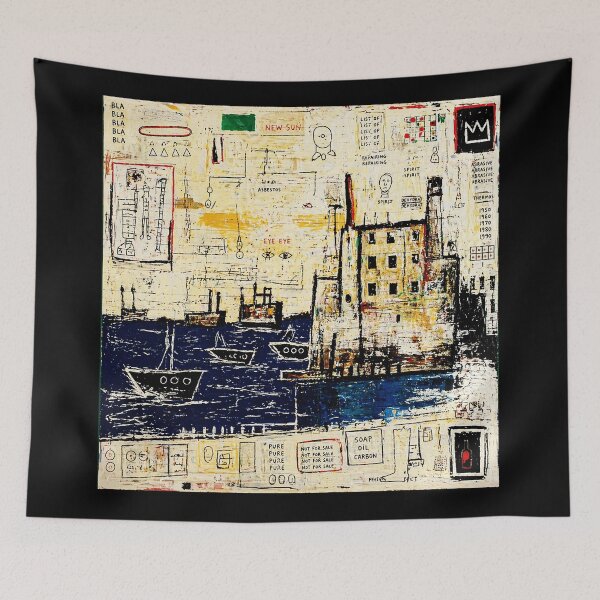 Item preview, Chaotic Harbor Sketch with Urban Symbols and Rough Painted Notes designed and sold by Modaozushi216.