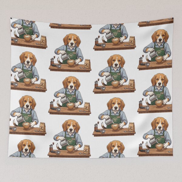 Item preview, Cute Beagle Barista Puppuccino Roast - Funny Barkery Cafe Coffee Art Dog designed and sold by PictoVibe.