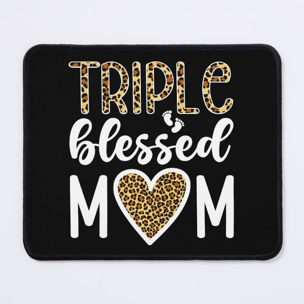 Item preview, Triple Blessed Mom Leopard Print Typography for Proud Triplet Mothers designed and sold by zamiokaline.