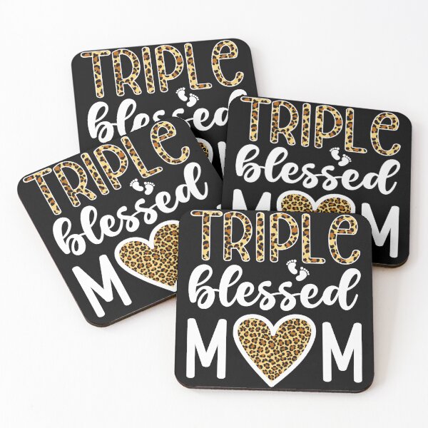 Item preview, Triple Blessed Mom Leopard Print Typography for Proud Triplet Mothers designed and sold by zamiokaline.