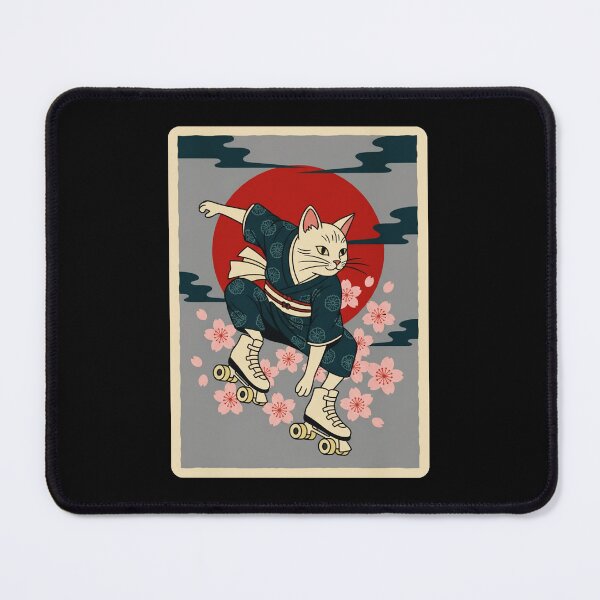 Item preview, Roller Skating Cat in Vintage Japanese Sunset Poster Style designed and sold by JordynLadukeg65.