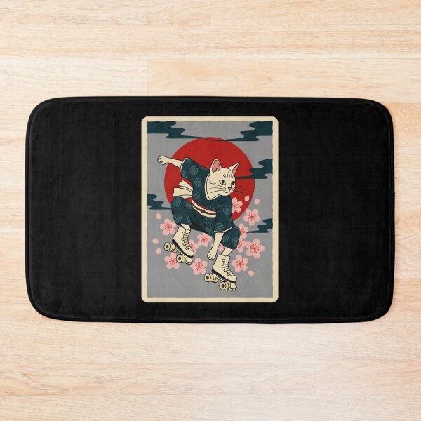 Item preview, Roller Skating Cat in Vintage Japanese Sunset Poster Style designed and sold by JordynLadukeg65.