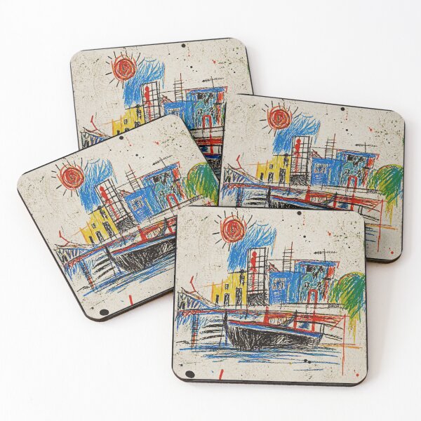 Item preview, Abstract Waterfront City Sketch with Bold Urban Crayon Energy designed and sold by Modaozushi216.