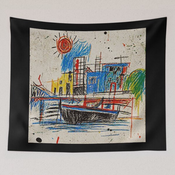Item preview, Abstract Waterfront City Sketch with Bold Urban Crayon Energy designed and sold by Modaozushi216.