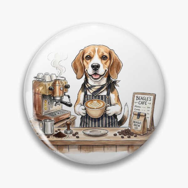 Item preview, Cute Beagle Cafe Barista Watercolor - Funny Beagle Brew Co Coffee Dog Art designed and sold by PictoVibe.